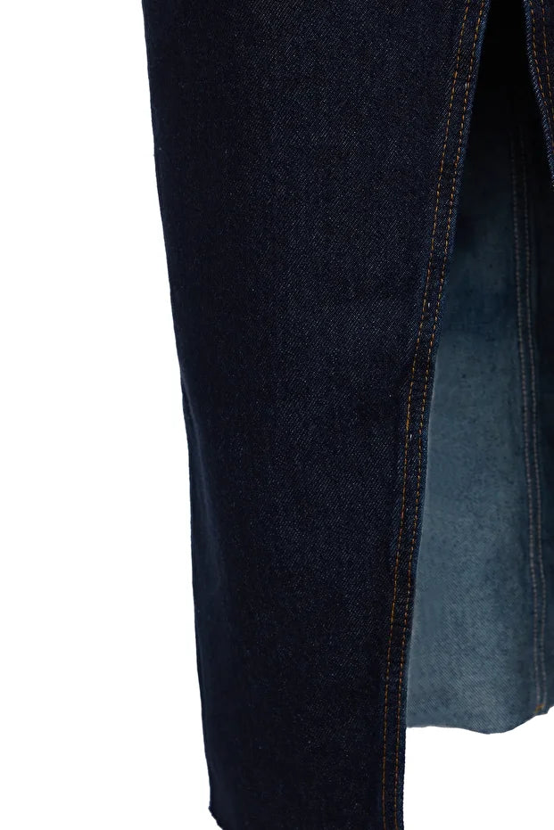 Black Denim High-Waist Slit Maxi Skirt – AtikaStyle