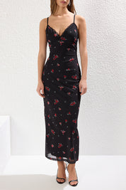 black floral slip dress, lace trim cami dress women, Atikastyle evening dress, chic floral midi dress, date night slip dress, women’s romantic floral dress, black floral cocktail dress, strappy floral slip dress
