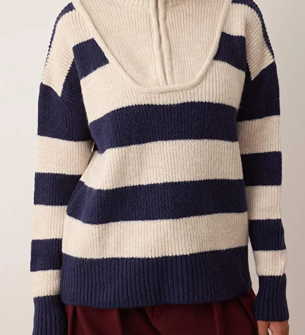 Olive & Pink Striped Half-Zip Sweater – AtikaStyle