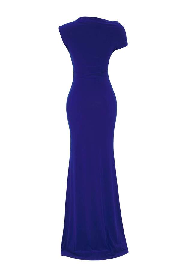 Elegant Burgundy One-Shoulder Evening Gown with Crystal Detail – AtikaStyle