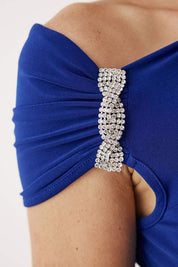 Elegant Burgundy One-Shoulder Evening Gown with Crystal Detail – AtikaStyle