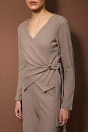 Trendyolmilla Mink Knit Two-Piece Set, Cozy Long Sleeve Top and Straight Leg Pants