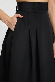 Mink Pleated Maxi Length Woven Skirt