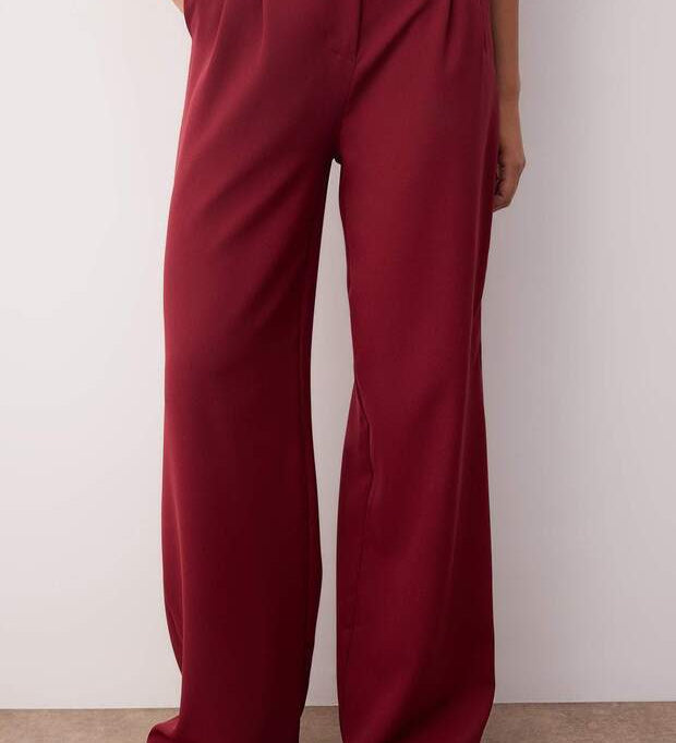 Women’s High-Waisted Beige Wide-Leg Trousers – Tailored Workwear Pants | Atikastyle