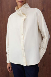 Cream Oversized Collar Button-Up Shirt – AtikaStyle