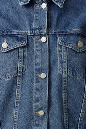 Blue Oversize Denim Jacket | Sleeve Seam Detail | AtikaStyle