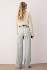 Light Wash Straight-Leg Denim Jeans – AtikaStyle