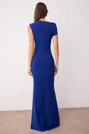 Elegant Burgundy One-Shoulder Evening Gown with Crystal Detail – AtikaStyle