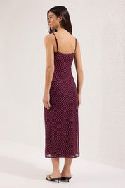 Women’s Black Floral Slip Dress – Lace Trim Midi Cami Dress | Atikastyle