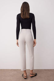 Women’s Slim-Fit Beige Tailored Trousers – High Waist Ankle Pants | Atikastyle