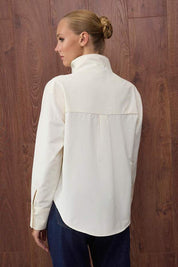 Cream Oversized Collar Button-Up Shirt – AtikaStyle