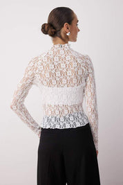Black Sheer Lace Long-Sleeve Top – AtikaStyle