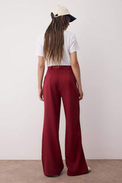 Women’s High-Waisted Beige Wide-Leg Trousers – Tailored Workwear Pants | Atikastyle