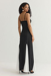 Black & White Contrast Maxi Dress – Elegant Evening Gown by Atikastyle