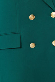 Emerald Oversize Woven Blazer | Lined Double‑Breasted Gold Buttons | AtikaStyle