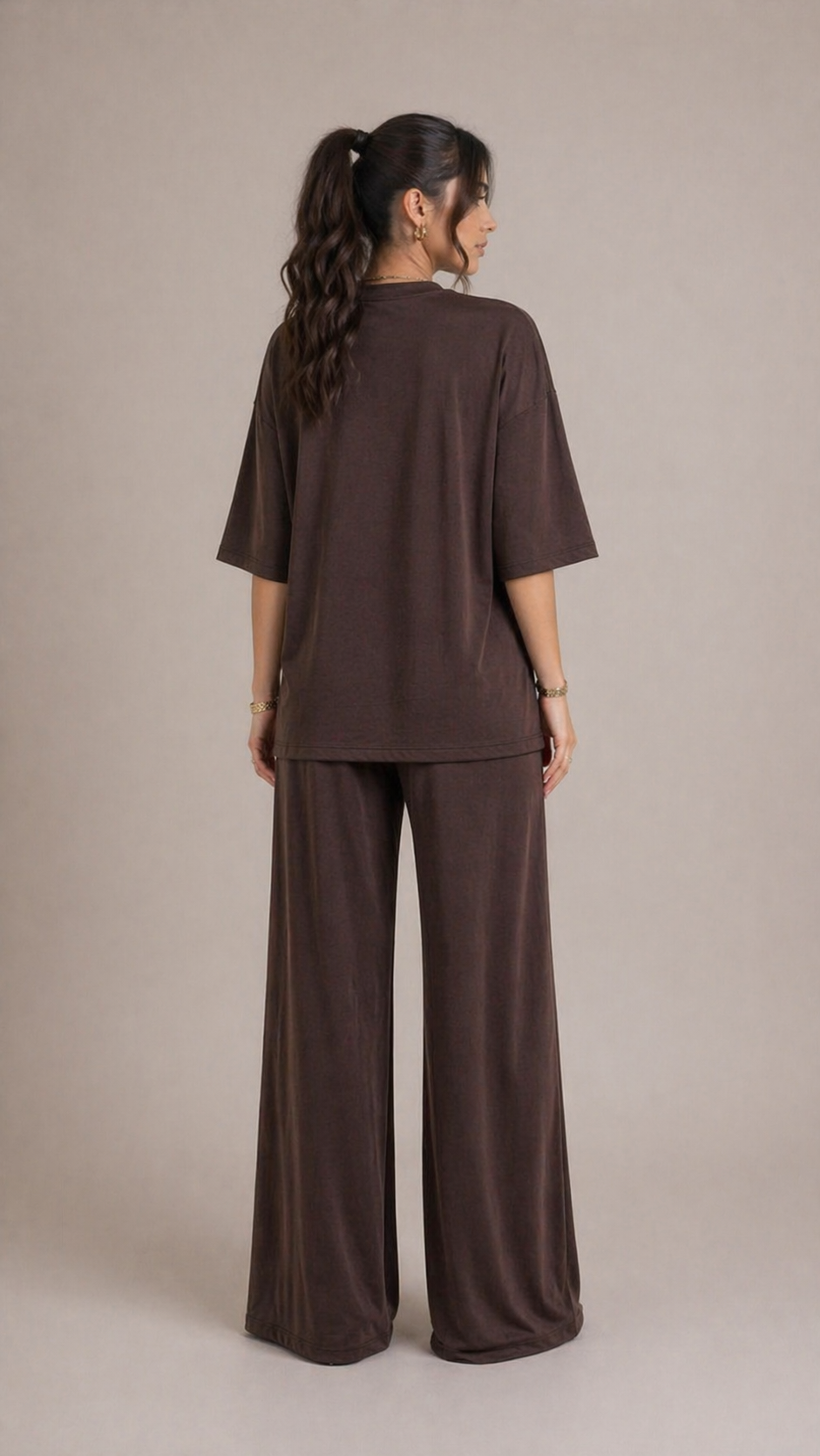 Chocolate Brown Lounge Set | Women’s Wide-Leg Two Piece | AtikaStyle