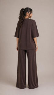 Chocolate Brown Lounge Set | Women’s Wide-Leg Two Piece | AtikaStyle