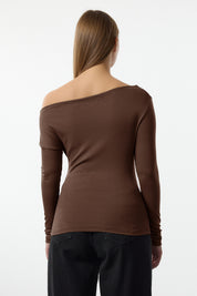 Chic Striped Off-Shoulder Long Sleeve Top – Nautical-Inspired