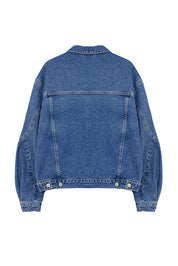Blue Oversize Denim Jacket | Sleeve Seam Detail | AtikaStyle
