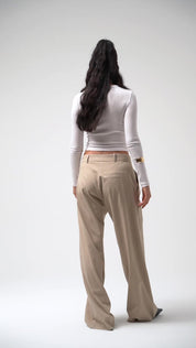 Charcoal Wide-Leg Tailored Trousers – AtikaStyle