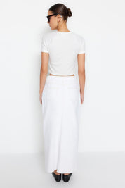 Black Denim High-Waist Slit Maxi Skirt – AtikaStyle