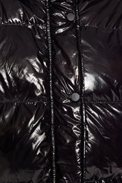 Black Oversized Shiny Hooded Puffer Coat | Water-Repellent Jacket | AtikaStyle