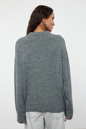 Anthracite Soft Knit Oversized Sweater | Relaxed Cozy Essential | AtikaStyle