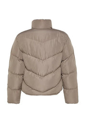 Beige puffer jacket on a white background