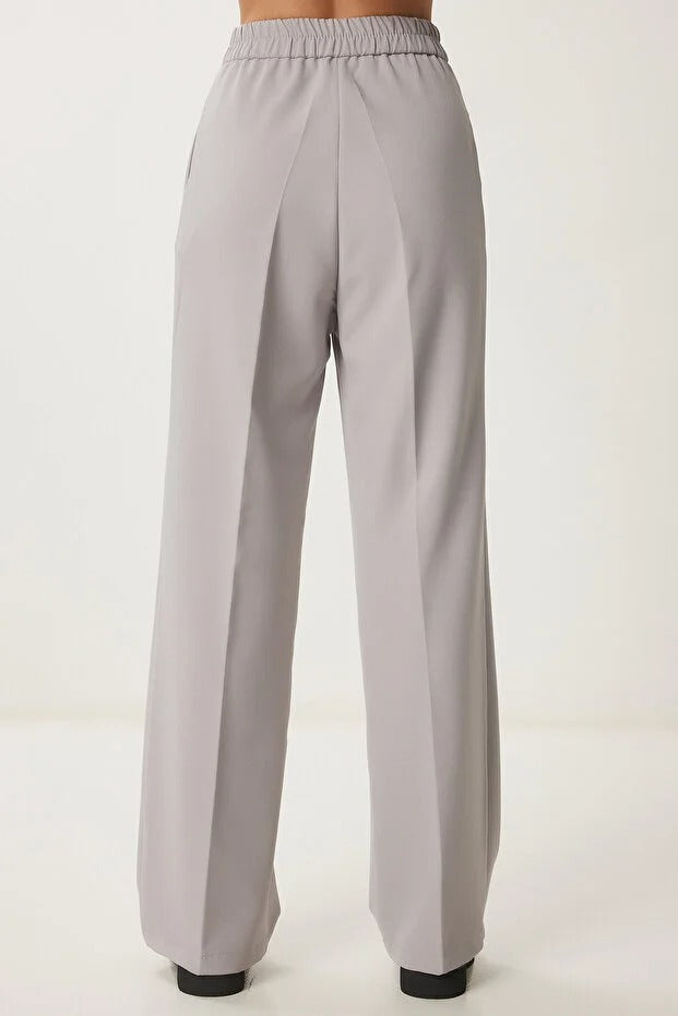 Stone Palazzo Pants with Pockets | High Waist, Wide Leg | AtikaStyle