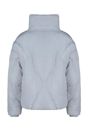 Light gray puffer jacket on a white background