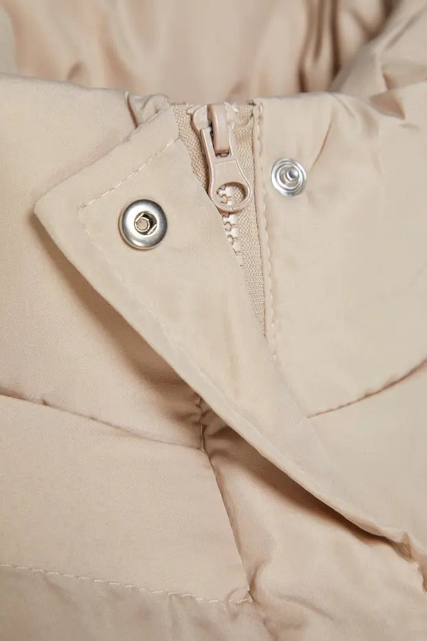 Beige Water-Repellent Puffer Coat | Warm Winter Outerwear | AtikaStyle