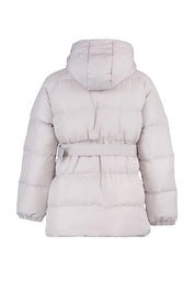 Stone Belted Hooded Puffer Coat | Water-Repellent Winter Jacket | AtikaStyle