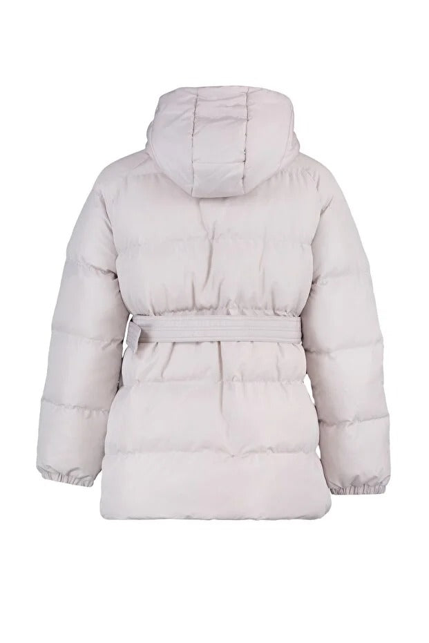 Stone Belted Hooded Puffer Coat | Water-Repellent Winter Jacket | AtikaStyle