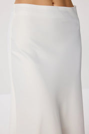 White Satin Maxi Skirt | Elegant High-Waist Flow | AtikaStyle