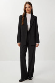 Black Straight Poliviscose Pants | High Waist, Wide Leg | AtikaStyle