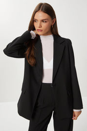 Black Straight Poliviscose Pants | High Waist, Wide Leg | AtikaStyle