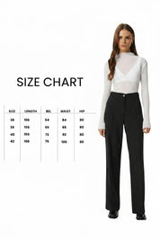 Black Straight Poliviscose Pants | High Waist, Wide Leg | AtikaStyle