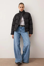 Black Water-Repellent Puffer Coat | Classic Winter Jacket | AtikaStyle