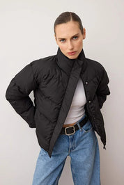 Black Water-Repellent Puffer Coat | Classic Winter Jacket | AtikaStyle