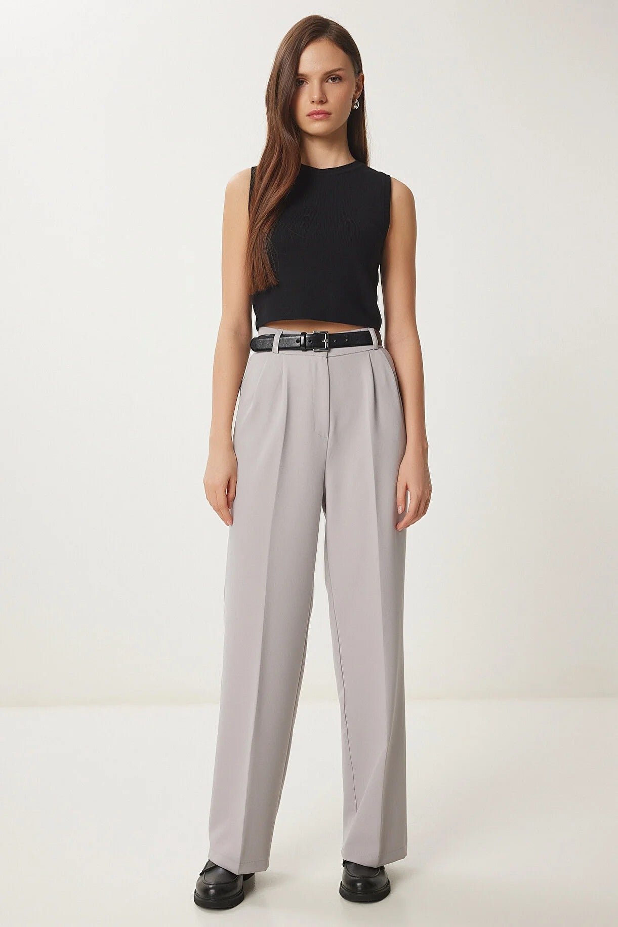 Stone Palazzo Pants with Pockets | High Waist, Wide Leg | AtikaStyle