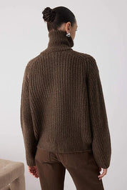 Soft brown knit cardigan close-up — AtikaStyle