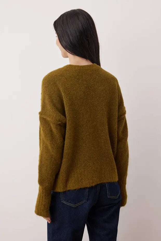 Olive Knit Oversize Sweater | Soft Texture Wool-Blend | AtikaStyle