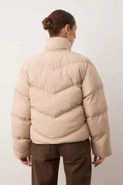 Beige Water-Repellent Puffer Coat | Warm Winter Outerwear | AtikaStyle