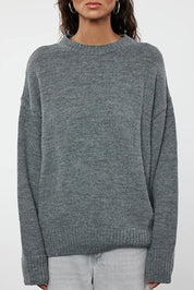 Anthracite Soft Knit Oversized Sweater | Relaxed Cozy Essential | AtikaStyle