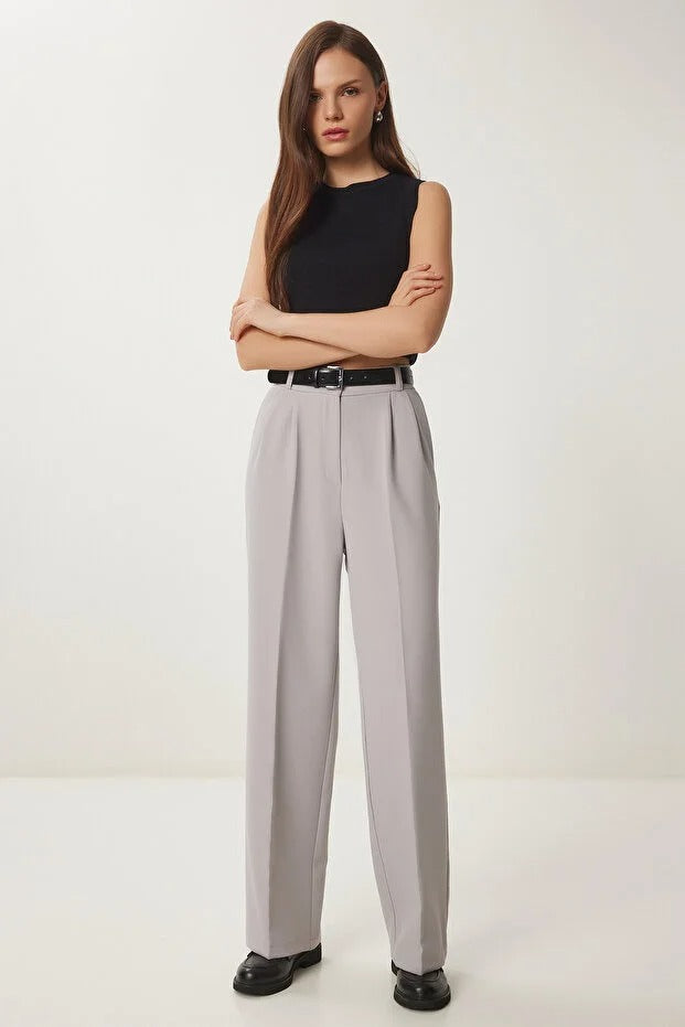 Stone Palazzo Pants with Pockets | High Waist, Wide Leg | AtikaStyle