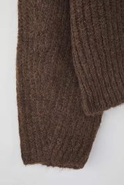 Back view brown oversized knit sweater