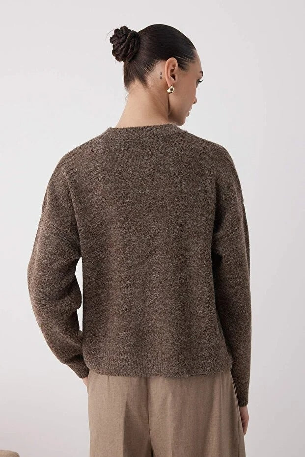 Taupe Alpaca-Blend Oversize Knit Sweater | Wardrobe Essentials Pullover | AtikaStyle