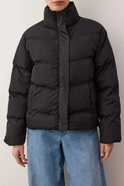 Black Water-Repellent Puffer Coat | Classic Winter Jacket | AtikaStyle
