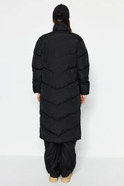 Black Long Water-Repellent Puffer Coat | Maxi Winter Jacket | AtikaStyle