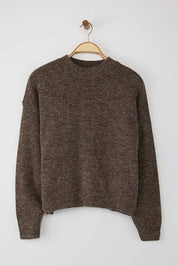 Taupe Alpaca-Blend Oversize Knit Sweater | Wardrobe Essentials Pullover | AtikaStyle